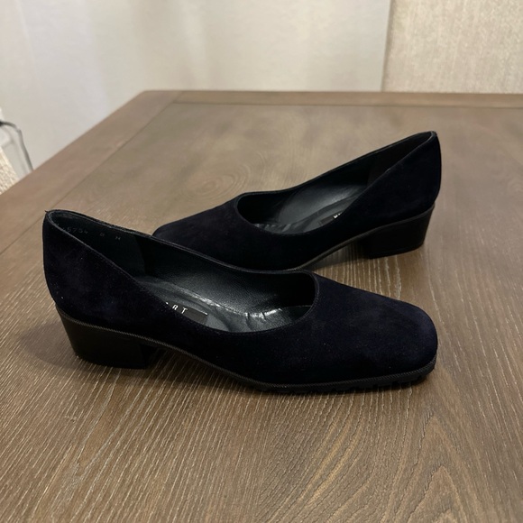 Stuart Weitzman Shoes - Vintage Stuart Weitzman Suede Women's Size 8  N‎ Black Block Heel Square Toe